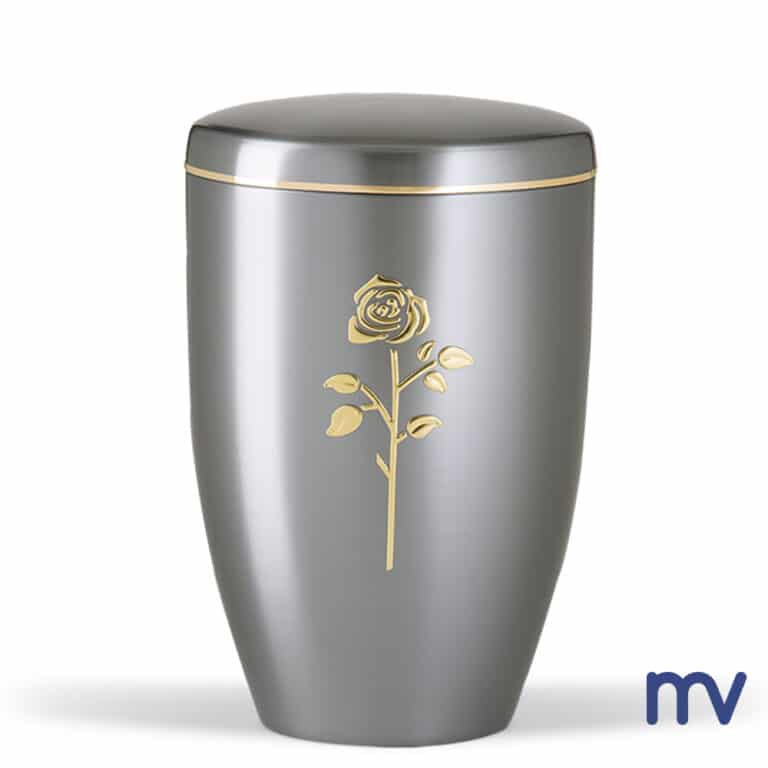 Morivita - Urne en acier | Ruban d’or Gold Stripdome Rose