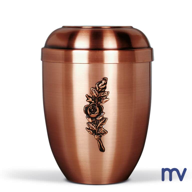 Koperen urne verzinkt-Urne en cuivre, galvanisé clair, col rose couleur cuivre.