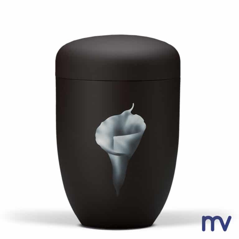 Morivita - zwart matte urne met airbrush calle