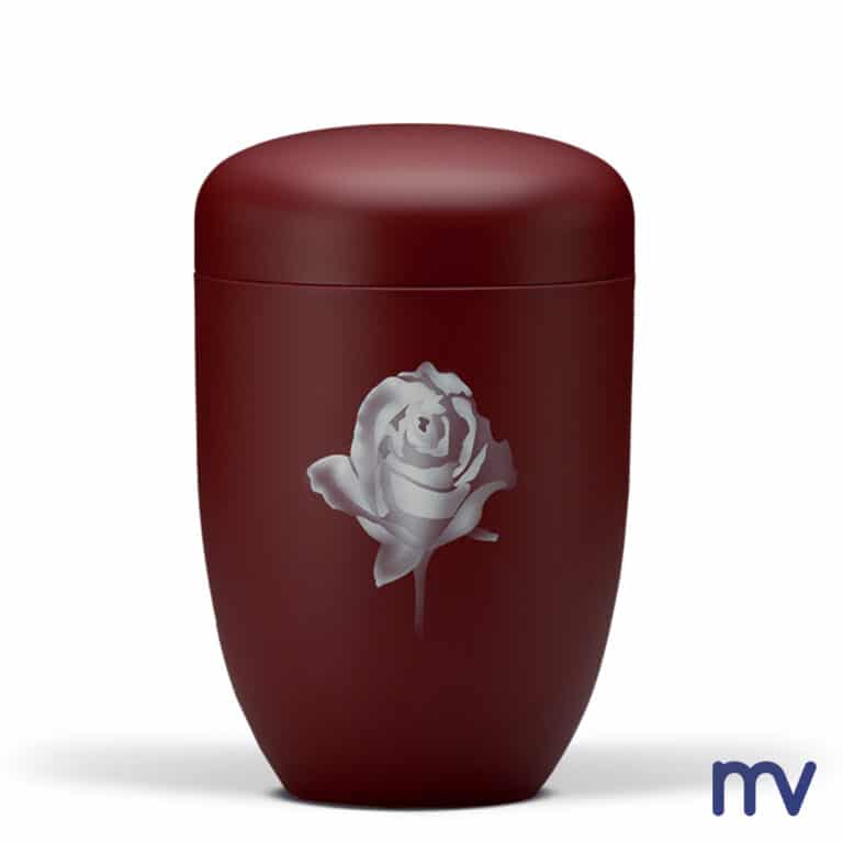 Morivita - Urne en acier | Velours vin rouge | Rose aérographe