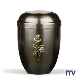 Morivita - Koperen urne met massieve rozendecoratie