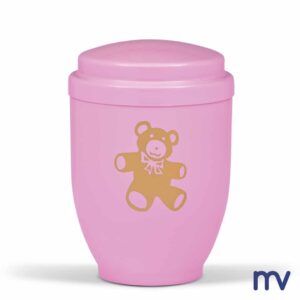 Morivita - kinder - urne in roze met Teddy in Goudkleur
