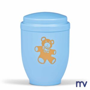 Morivita - Kinder rune in hemelsblauw met teddy in goud