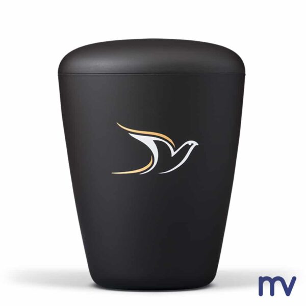 Morivita - Bio Urne - Natuurlijke stof urn, antraciet velours, duif goud / wit