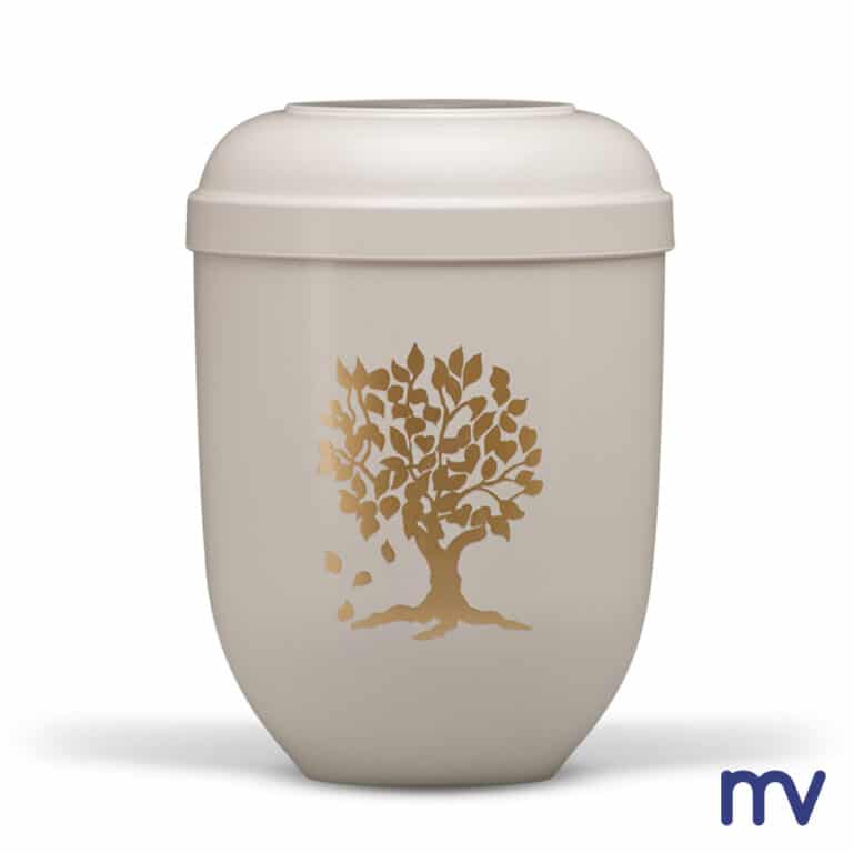 Morivita - Bio urne wit met gouden levensboom