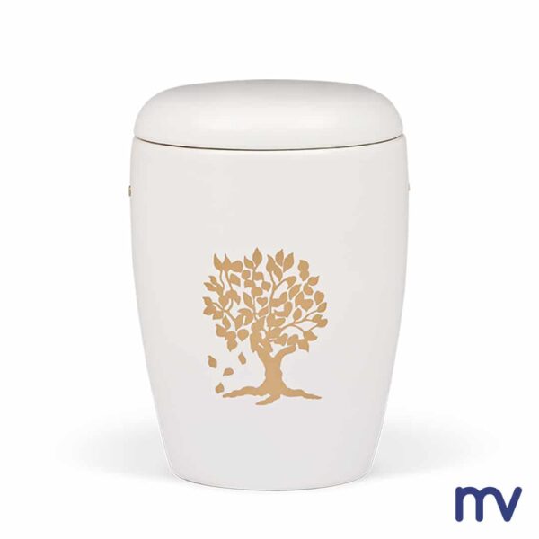 Morivita - Keramische urne wit met levensboom