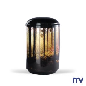 Morivita - Prachtige PREMIUM Stalen urn met afbeelding van een bos.