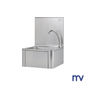 De volledig roestvrijstalen-wasbak is een handwasunit met een kniebediende mengkraan. Hij is ideaal voor gebruik in combinatie met de enkele wastafel voor lichaamsverzorging.