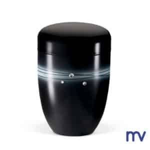 Zwarte stalen urn met kristallen